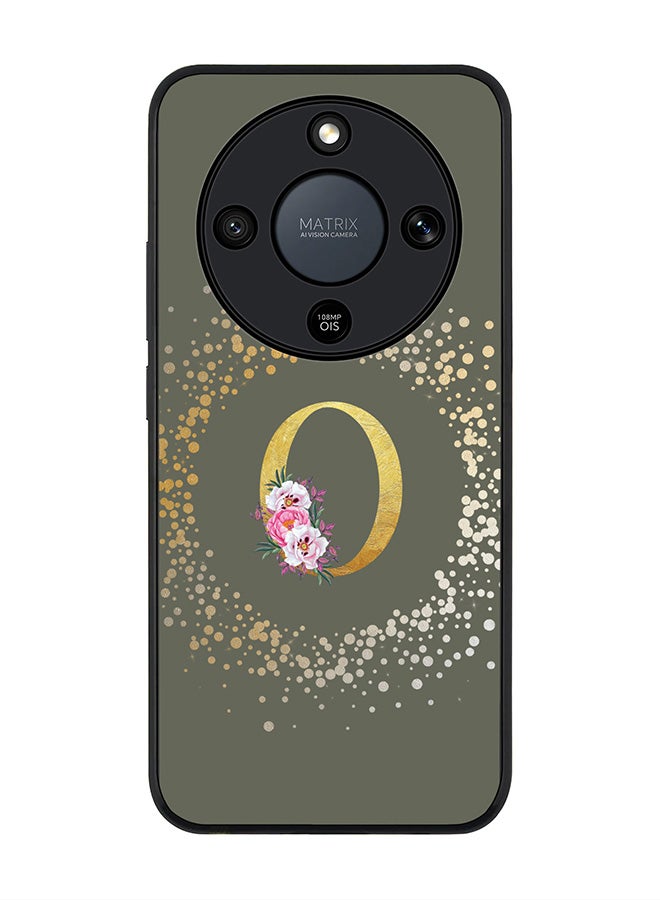 For Honor X9d / Magic8 Lite / X70 Case,Slim fit Camera Protection, Shockproof Thin Phone cover  - Custom Monogram Floral - O  (Olive Green )